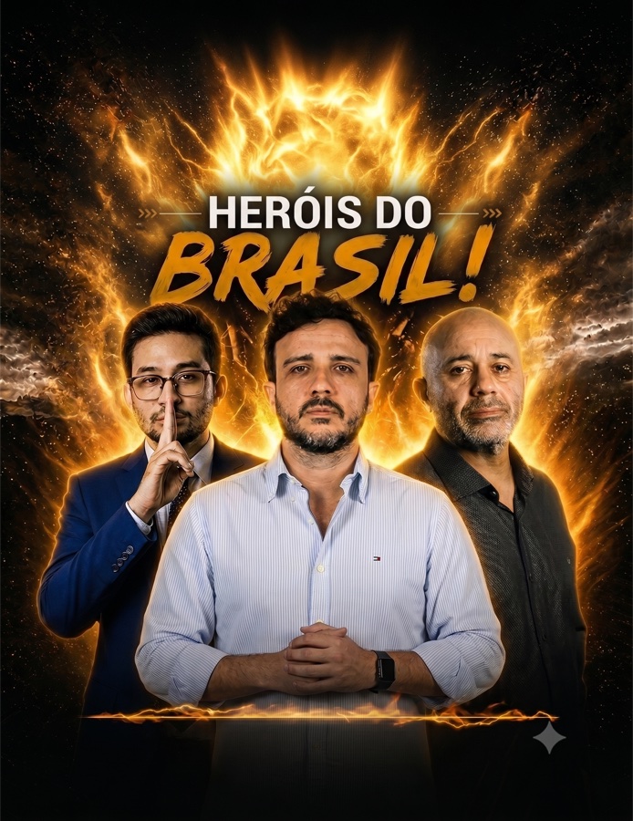 Professor Orlando ao lado de outras lideranças do Partido Missão, sob a frase Heróis do Brasil!